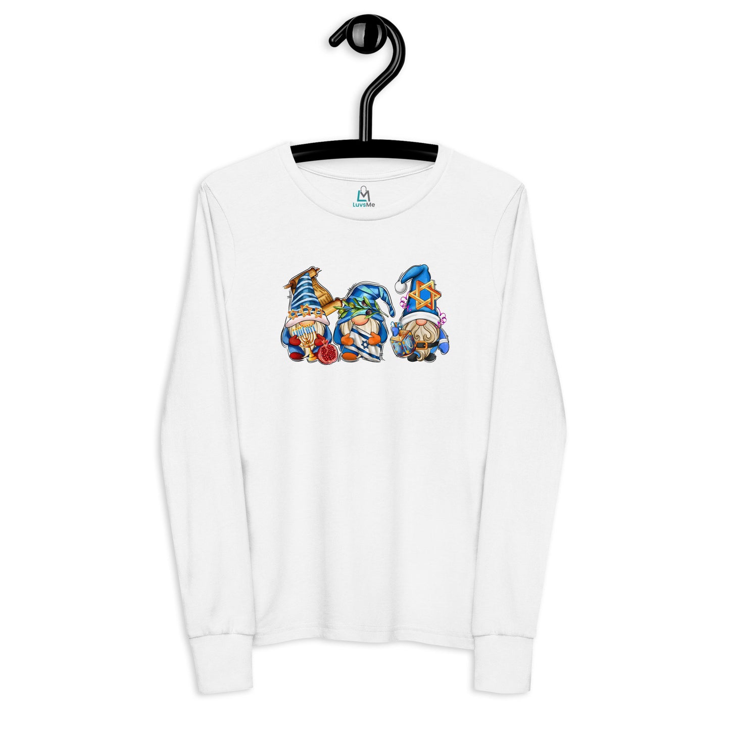 Hanukkah - Adorable Gnomes - Fun Hanukkah Tshirt - Celebrate Hanukkah - Youth long sleeve tee
