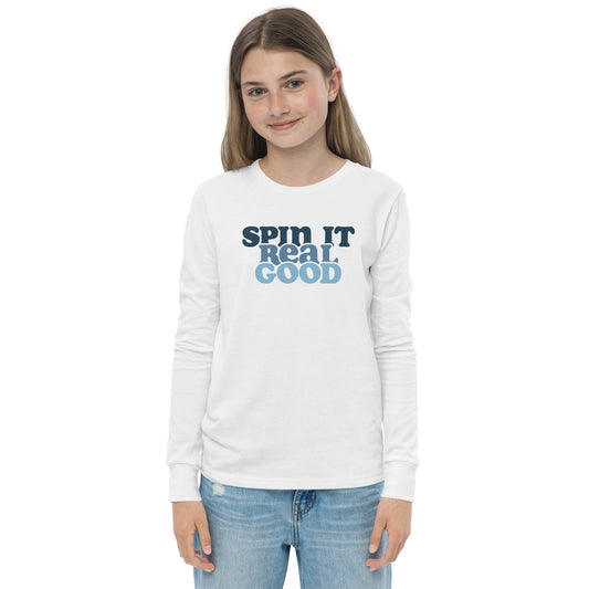 Hanukkah Saying - Spin it Real Good - Fun Hanukkah Tshirt - Celebrate Hanukkah - Youth long sleeve tee