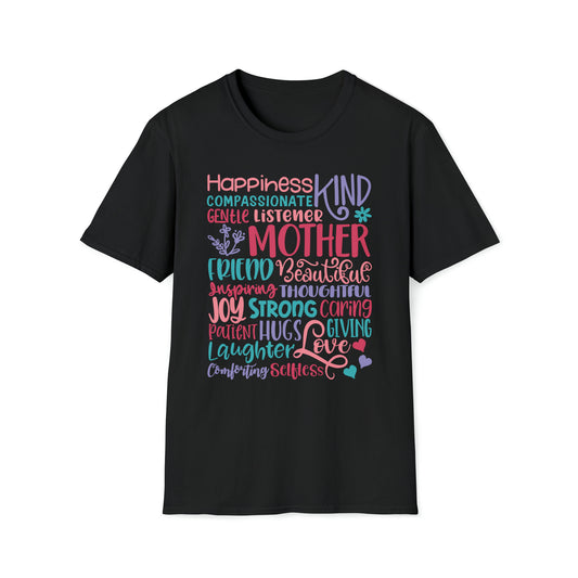 Mom Qualities Subway in color - Best Mom - Celebrate Mom - Strong Woman - Mom Humor - Unisex Softstyle T-Shirt